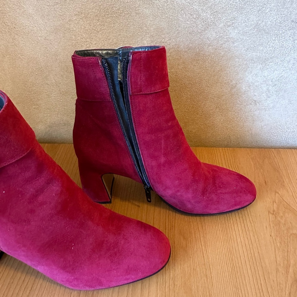 Napoleoni red suede ankle boots size 38 - Picture 4 of 6
